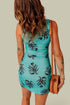 Print Hollow Out Twist Bodycon Mini Dress